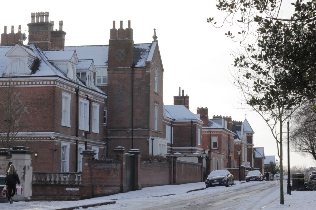 Looking down Lenton Road at The Park. The Park is a very affluent neighborhood a short walk from the city center of Nottingham where Edwin's family lives.