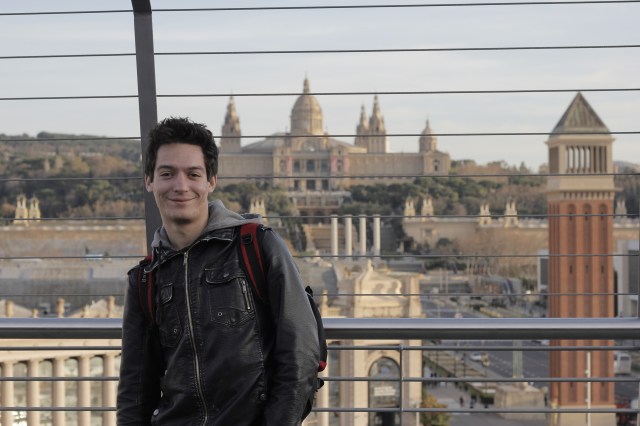 The view of Museu Nacional d'Art de Catalunya from the viewing platform at Placa de Espanya.