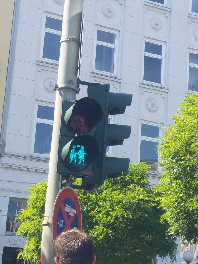 The Ampelmännchen in St. Georg, the gay district of Hamburg, were changed to same-sex couples. The red