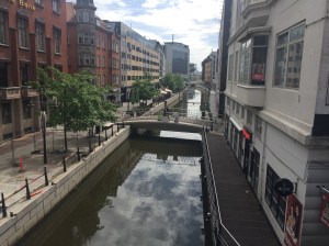 The canal in the city center of Aarhus, Denmark